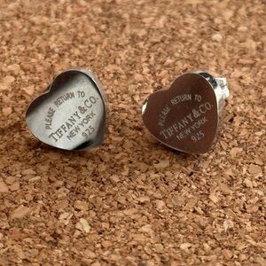 Tiffany & Co Sterling Silver Mini Heart Stud Earrings